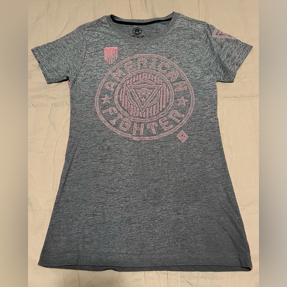 American Fighter womens top, Gray heathered ombré, Size L